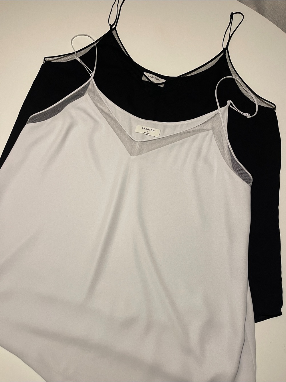 ARITZIA Babaton Satin Cami Tank — Ice Blue & Black